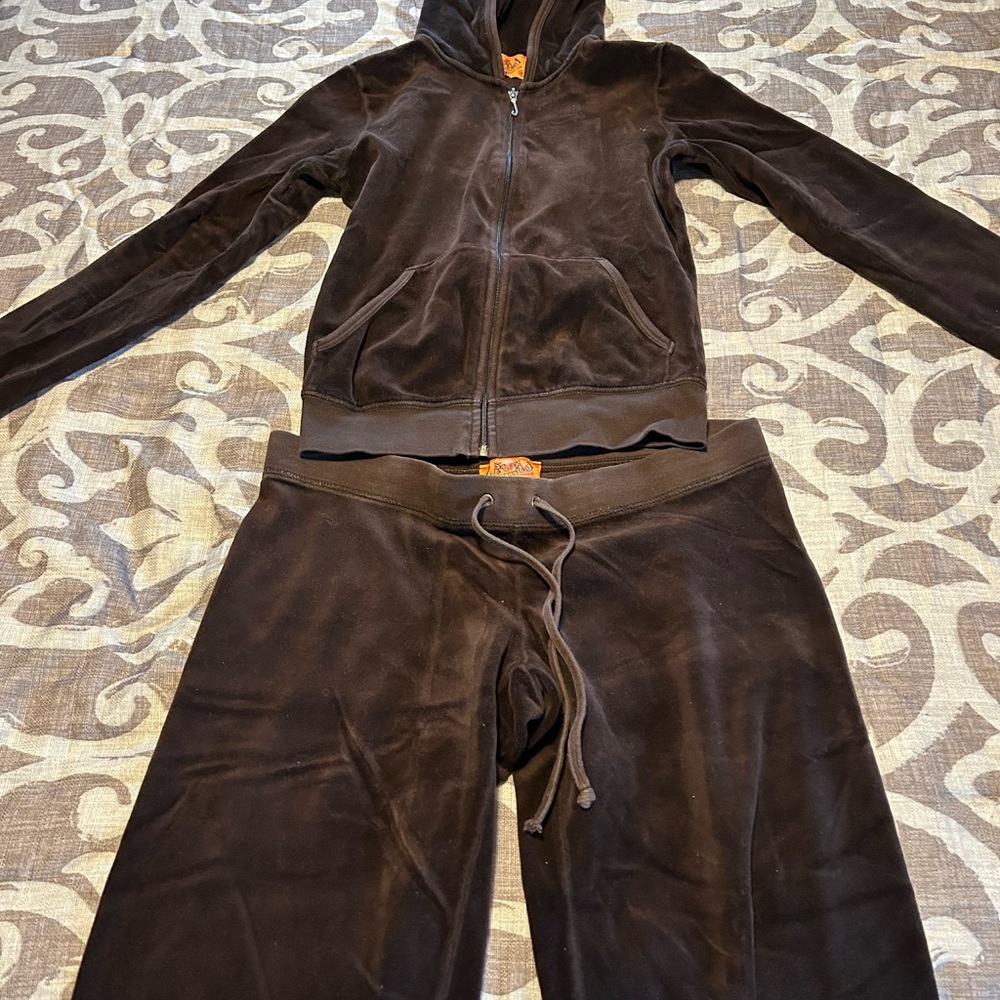 Juicy Couture Brown Velour Track Pants